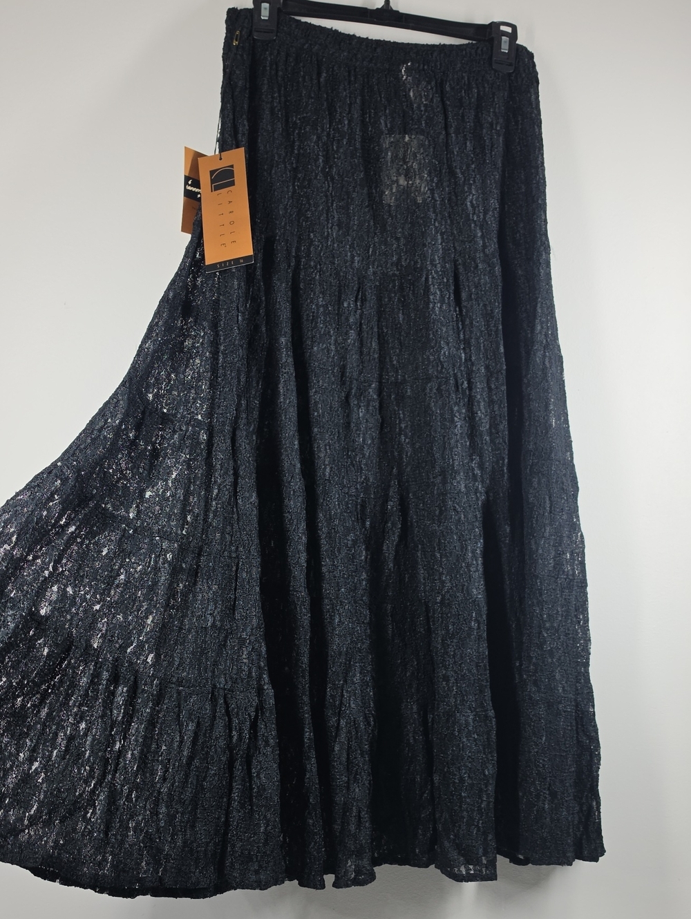 Carole Little Black Textured Lace Maxi Skirt Size 16 NWT - Picture 9 of 10